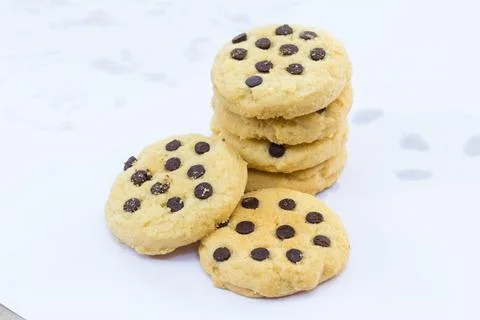 Chocolate chip cookie on white background Stock Photos