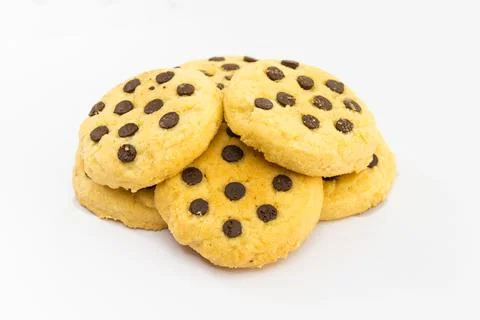 Chocolate chip cookie on white background Foto stock