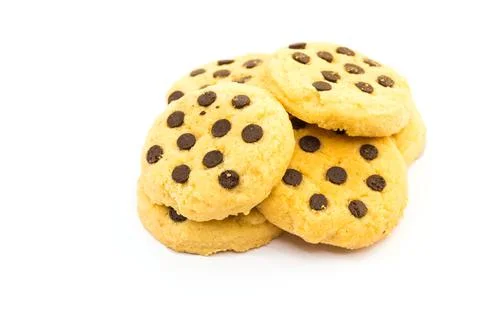 Chocolate chip cookie on white background Stock Photos
