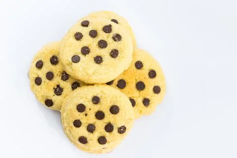Chocolate chip cookie on white background Stock Photos