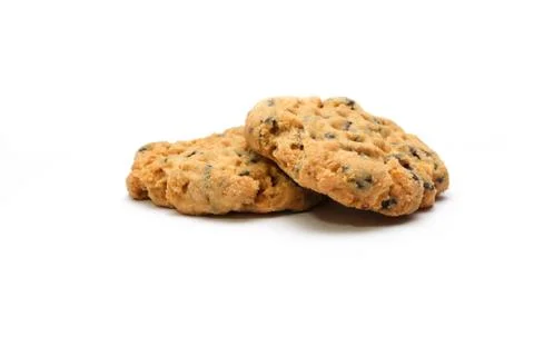 Chocolate chip cookie on white. Stock Photos