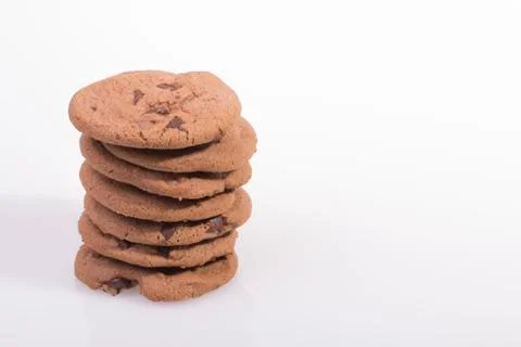Chocolate chip cookie on white Stock Photos