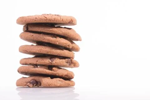 Chocolate chip cookie on white Stock Photos