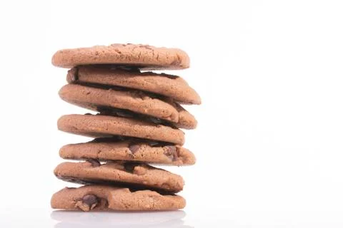 Chocolate chip cookie on white Stock Photos