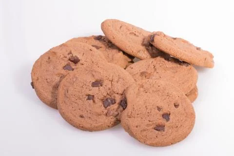 Chocolate chip cookie on white Stock Photos