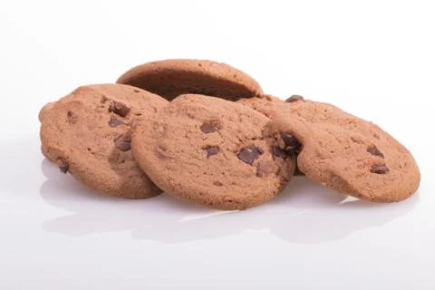 Chocolate chip cookie on white Stock Photos