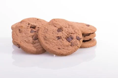 Chocolate chip cookie on white Stock Photos
