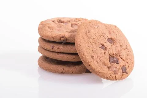 Chocolate chip cookie on white Stock Photos