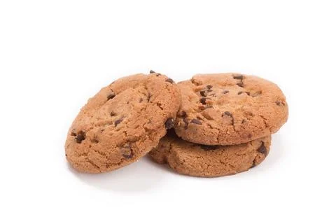 Chocolate chip cookie on white Stock Photos