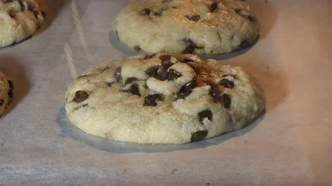 Chocolate chip cookies baking in the oven 4k timelapse Stock Footage 209145974