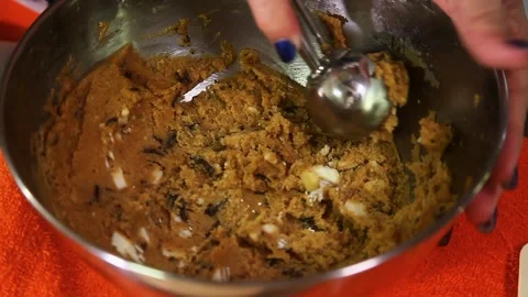 Chocolate Chip Cookies Being Prepared For Baking Stock Footage 332405643
