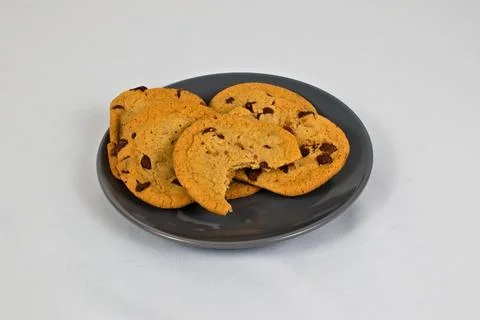 Chocolate Chip Cookies with a bite Missing Foto stock
