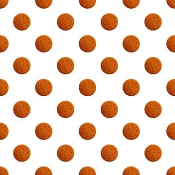 Chocolate chip cookies creating a seamless pattern background Stock Illustration