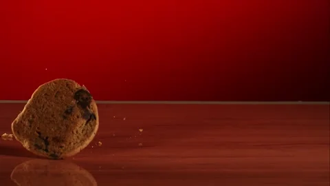 Chocolate Chip Cookies Falling And Bouncing Across Stock Footage 326291374