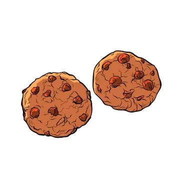 Chocolate chip cookies isolate on white background Stock Illustration