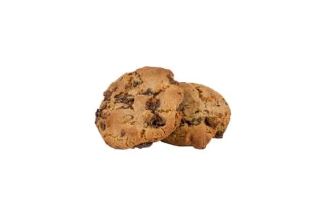 Chocolate chip cookies isolated on white background with shadow Foto stock