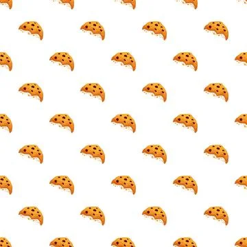 Chocolate chip cookies pattern delicious sweet baking background Stockillustratie