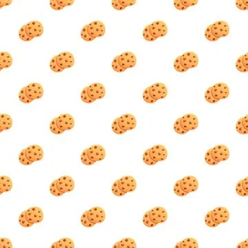 Chocolate chip cookies pattern offering sweet dessert background 스톡 일러스트
