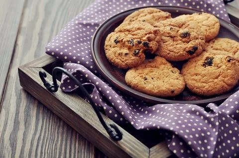 Chocolate chip cookies Stock Photos