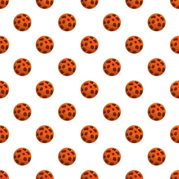 Chocolate chip cookies seamless pattern on white background Illustrazione stock