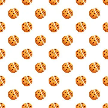 Chocolate chip cookies seamless pattern on white background イラスト素材