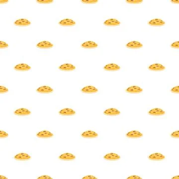 Chocolate chip cookies seamless pattern dessert background Stock Illustration