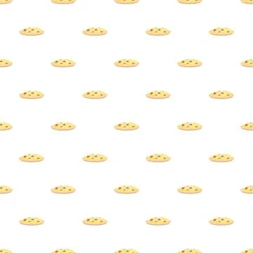 Chocolate chip cookies seamless pattern on white background Stock Illustration