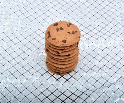 Chocolate chip cookies stack on Christmas Background Stock Photos