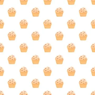 Chocolate chip cupcakes seamless pattern for dessert packaging 스톡 일러스트