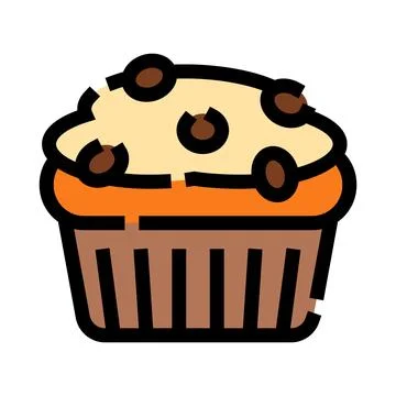 Chocolate chip muffin icon for bakery menu Stock Illustration