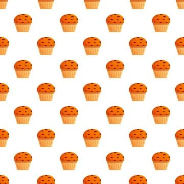 Chocolate chip muffin seamless pattern background 스톡 일러스트