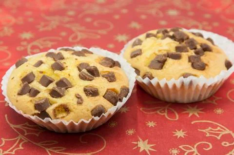 Chocolate chip muffins Stock Photos