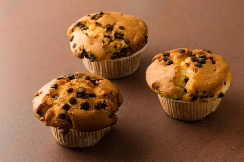 Chocolate chip muffins Stock Photos
