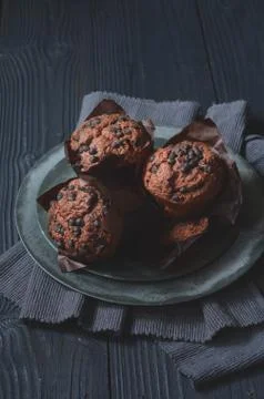 Chocolate Chip Muffins Stock Photos
