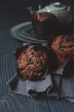Chocolate Chip Muffins Stock Photos
