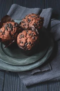 Chocolate Chip Muffins Stock Photos