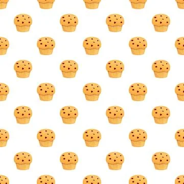 Chocolate chip muffins seamless pattern illustration Stockillustratie