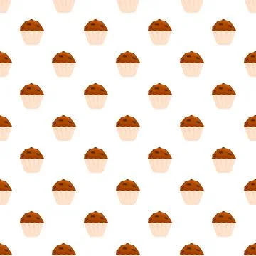 Chocolate chip muffins seamless pattern on white background イラスト素材