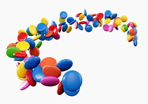 Chocolate chips arranged in a shape of a crescent moon; a 3D renderin Ilustração Stock