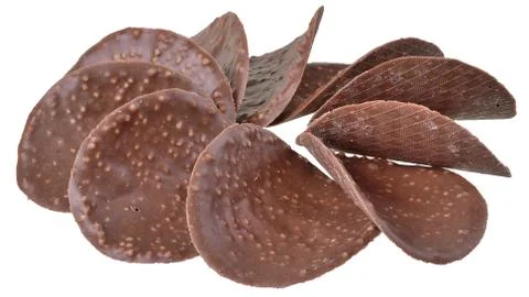 Chocolate chips close-up isolated Foto stock