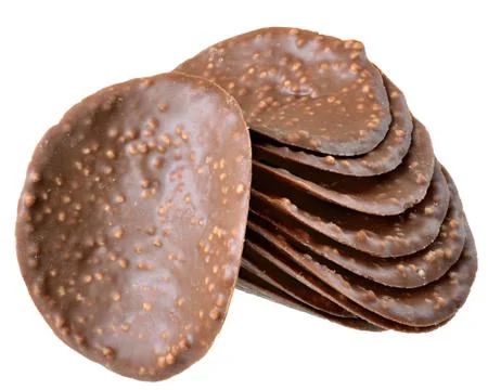 Chocolate chips close up isolated Foto stock