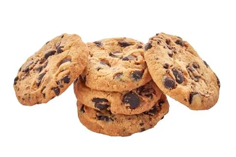 Chocolate chips cookie isolated on white background Stock Photos