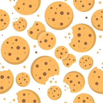 Chocolate chips cookies Seamless pattern bakery product Ilustración de archivo