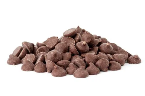 Chocolate chips isolated on white background Stock Photos