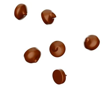 Chocolate chips morsels or drops isolated on a white background Stock Illustration