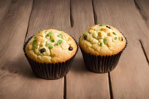 Chocolate chips muffin, generative art by A.I. Stock Photos