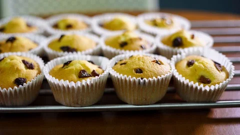 Chocolate chips muffins Stock Footage 129800010