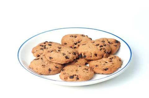 Chocolate chips on plate Stock Photos