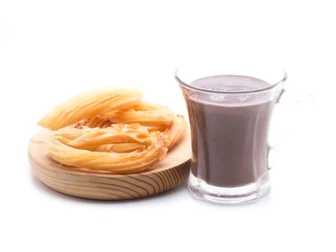 Chocolate with churros Stock Photos