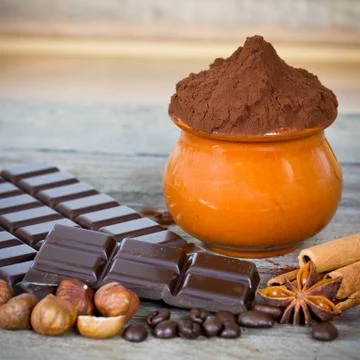 Chocolate with cinnamon Stock Photos